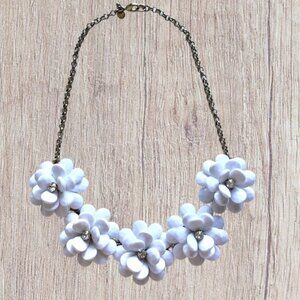 Womens Necklace Vintage J Crew Floral Necklace White Flower Burst Necklace